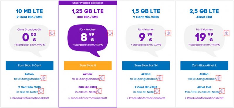 Blau.de 9 Cent Tarif samt Tarifoptionen im Überblick